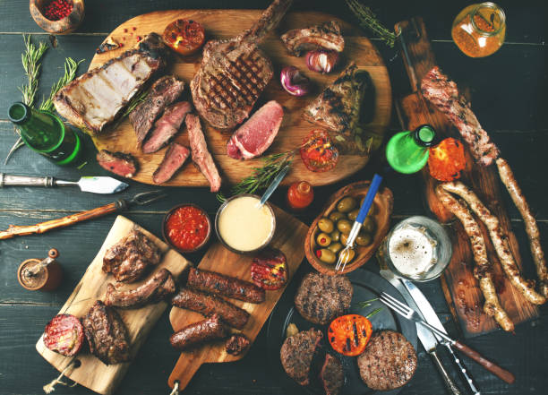 istock Assorted delicious grilled meat with vegetables 1063054472