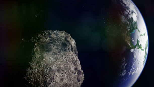 istock asteroid approaching planet Earth, meteorite in orbit before impact 1063070460