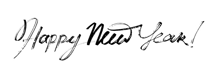 Happy New Year - Modern calligraphy, hand drawn marker pen lettering