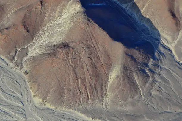 Photo of Aerial view of the Nazca Lines Owlman (astronaut), Peru.