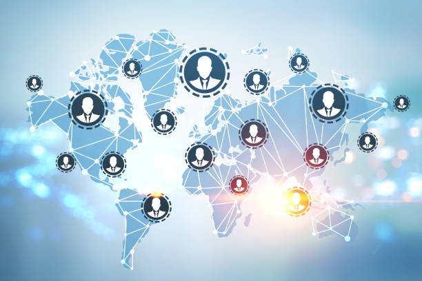 istock People network on map in nigth city 1063077552
