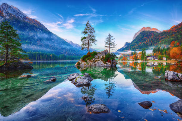 istock Fantastic autumn sunrise of Hintersee lake 1063078054