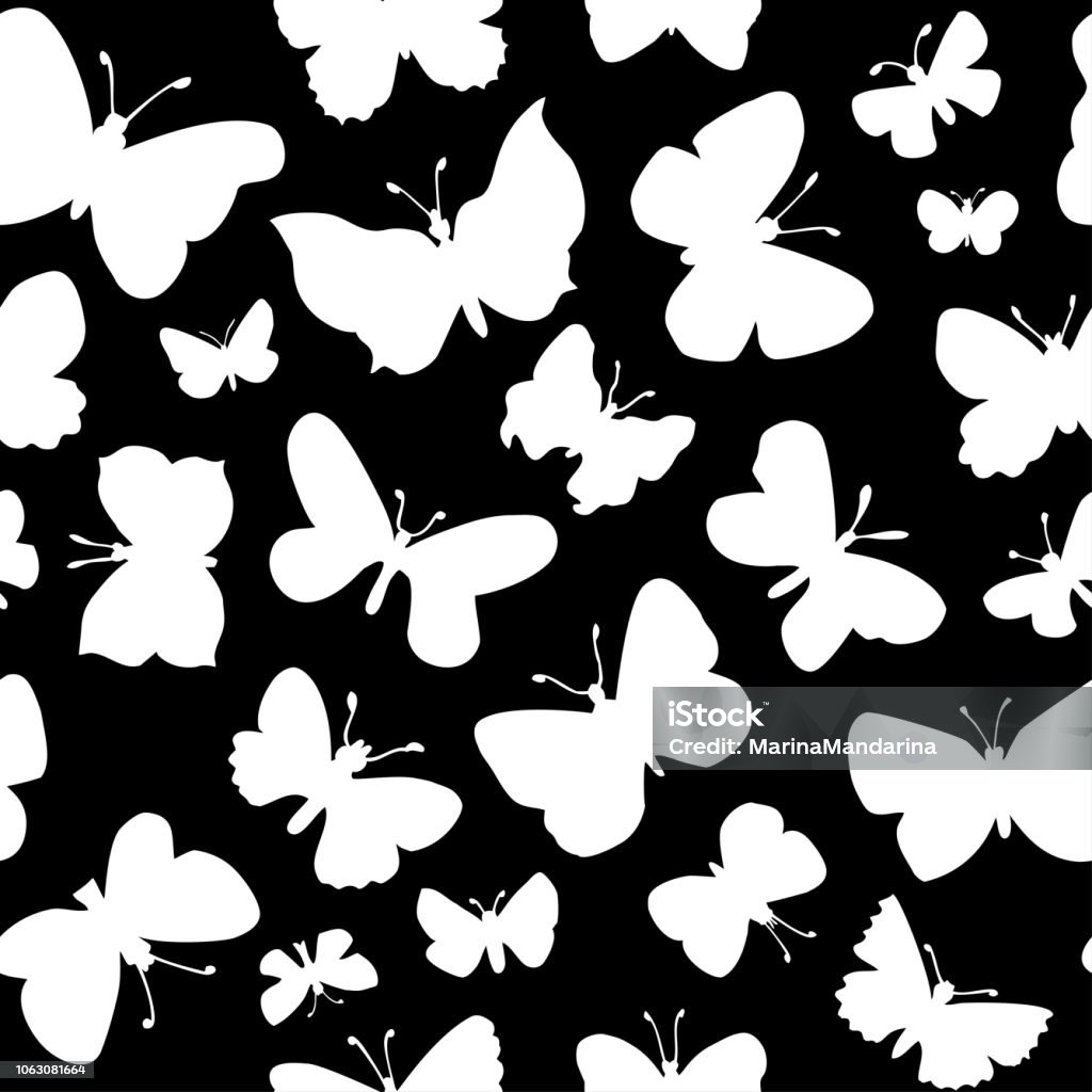 Seamless pattern with butterflies silhouette. Seamless pattern with butterflies silhouette. Endless texture for wallpaper, fill, web page background, surface texture. Abstract stock vector