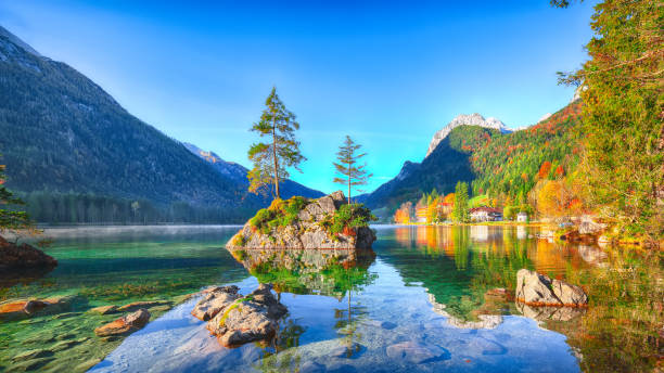 istock Fantastic autumn sunrise of Hintersee lake 1063081768