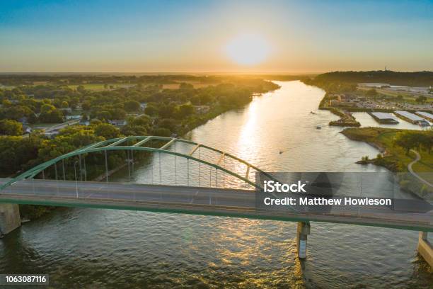Sunset On Big Muddy Stock Photo - Download Image Now - Iowa, Sioux City, Missouri River