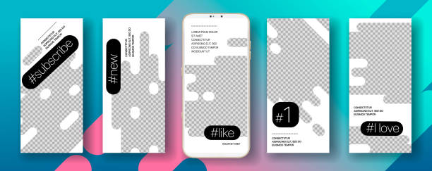 Social media Stories frame template Social media Stories frame template Mobile app ui. Vector image colorful page borders stock illustrations