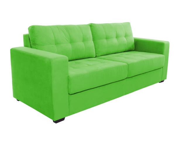 istock Three seats cozy color fabric sofa isolated on white background 1063099616