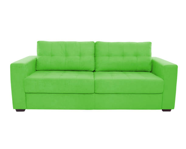 istock Three seats cozy color fabric sofa isolated on white background 1063100810
