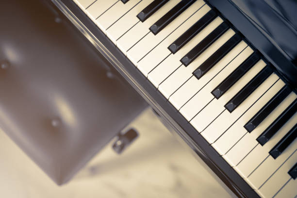 자세히 피아노 키 컬러 톤 음악 악기 개념의 근접 촬영 - piano piano key orchestra close up 뉴스 사진 이미지