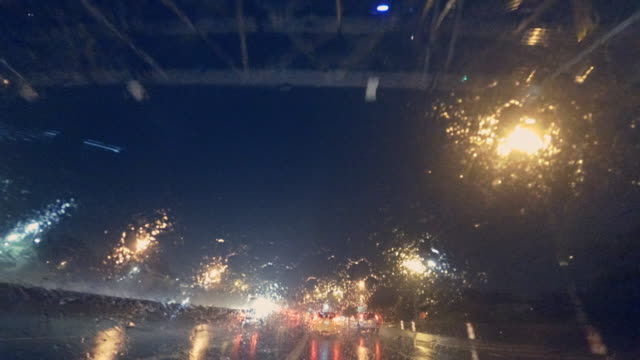 Driving in Brooklyn in heavy rain at night