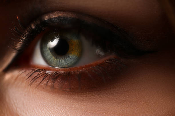 istock Female left green blue coloured eye 1063104638