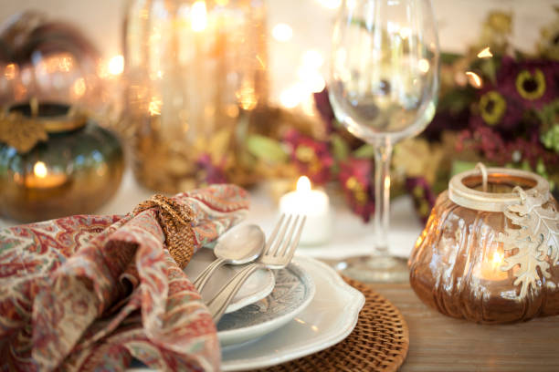 istock Thanksgiving autumn holiday dining table place setting 1063120816