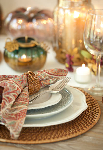 istock Thanksgiving autumn holiday dining table place setting 1063121204