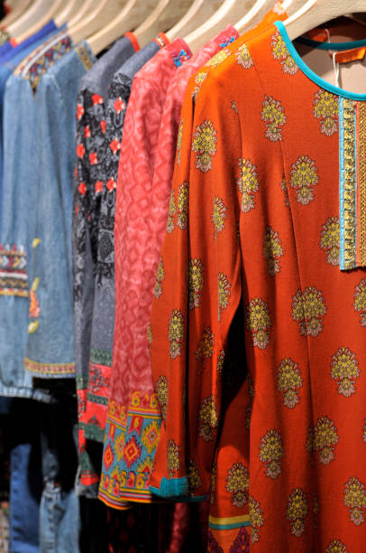 istock Colorful silks hanging in a row 1063139354