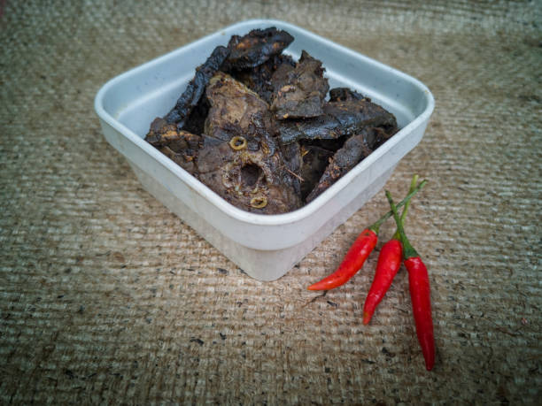 istock Fried cow lung, marinated with spices and herbs, added the red chillies. 1063143986
