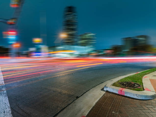 istock night cityscap in downtown,Houston,motion blur 1063175926