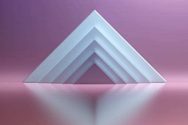 istock White pyramids in a pink room 1063186352