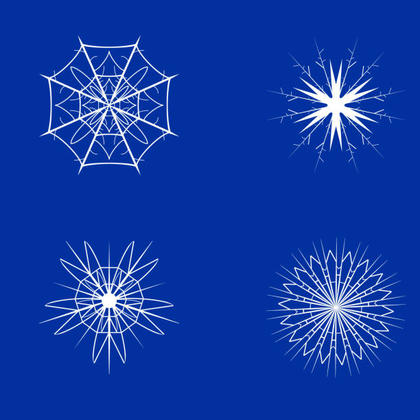 istock Vector illustration of four Christmas and New Year snowflakes on a blue background. 1063189894