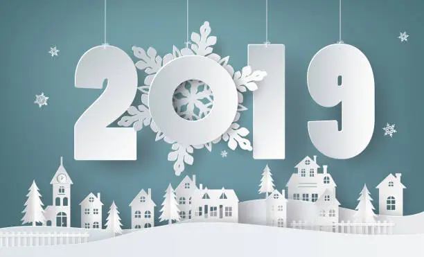 Vector illustration of Happy new year and winter season