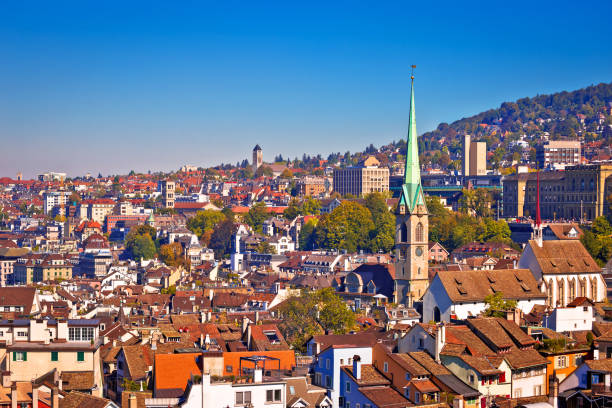 istock Zurich rooftops and cityscape view, central Switzerland 1063204984