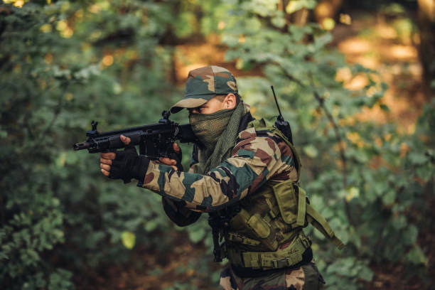 istock Soldier on position in nature 1063208070