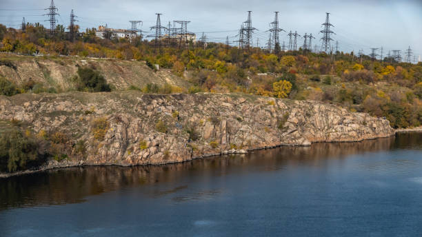 istock Power lines transmit electricity by wire, high voltage 1063210156