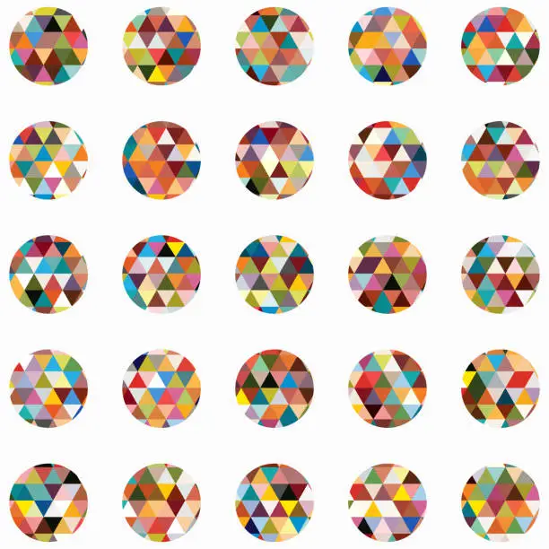 Vector illustration of Mosaic circle pattern play buttons