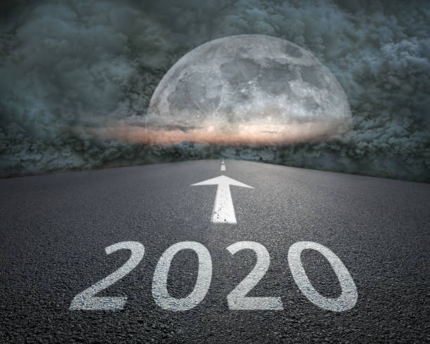 istock Driving to upcoming 2020 towards the storm at night 1063230902