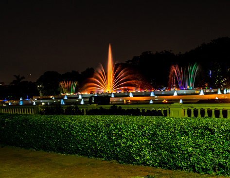 Dancing Fountain situated in Maidan, Kolkata,  for Public entertainment. Slow Shutter speed is used.