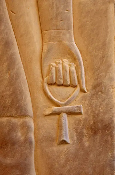 Thousand years old sacred symbol "Ankh" seen carved in stone in egypt. Ankh stand for eternal life.