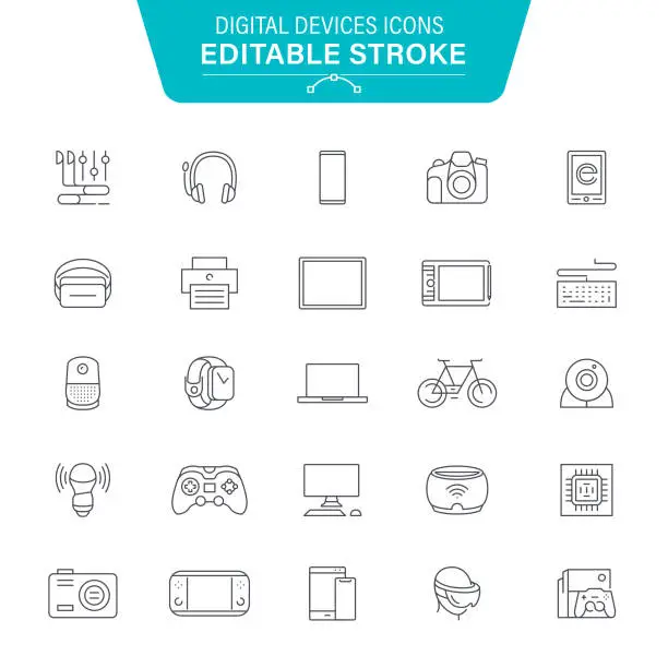 Vector illustration of Digital Devices Line Icons