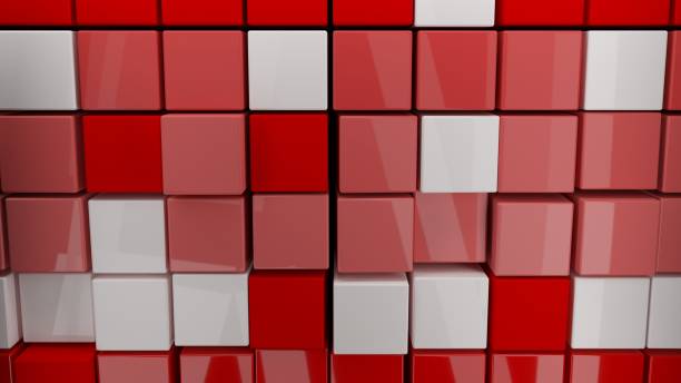 istock 3d render of red cubes with reflections. 1063236760