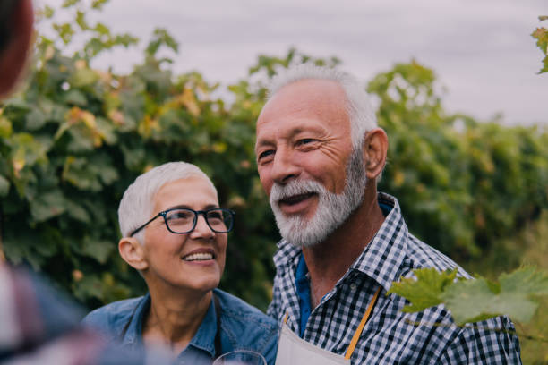 istock Joyful senior couple in a vineyard 1063237214