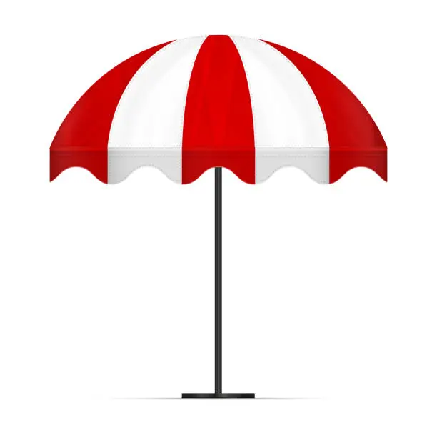 Vector illustration of Round Striped Umbrella Awning for Shop, Cafe. Vector Design Element for Poster, Banner, Advertising
