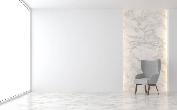 istock Minimal living room with marble wall 3d render 1063241020