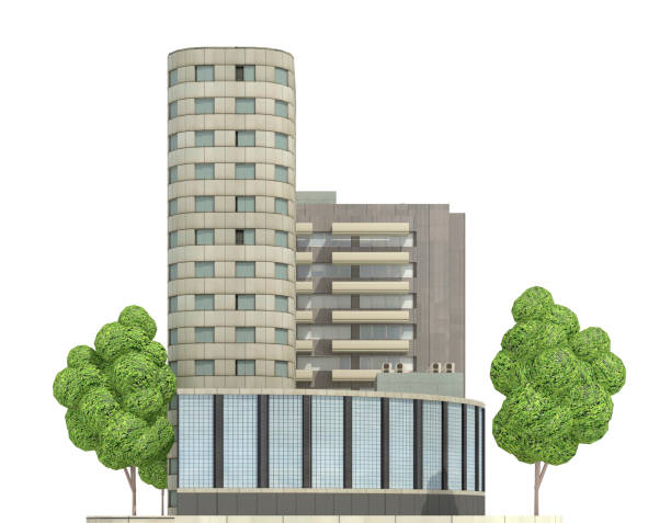 istock Modern buildings isolated on white background 3d illustration 1063244186