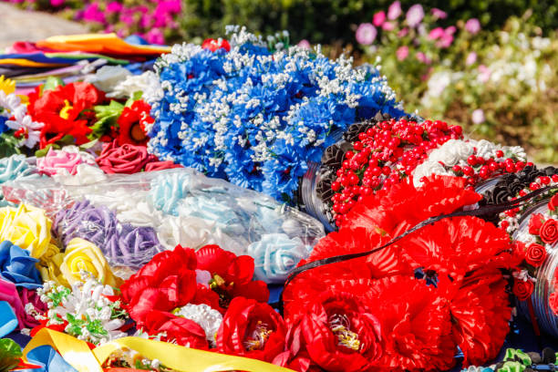 istock Different hair hoops with artificial flowers 1063246216