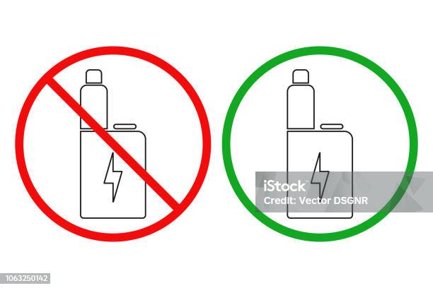 No Vaping Sign Electronic Cigarette Icon Outline Vector Stock Illustration - Download Image Now