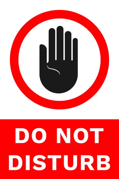 Vector illustration of DO NOT DISTURB sign. Vertical banner. Vector