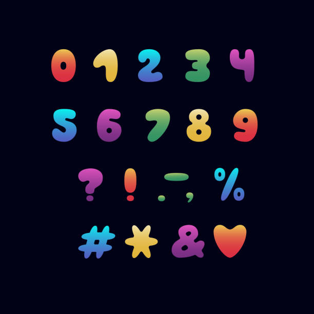 istock Alphabet cartoon design. Rainbow style. Numbers and punctuation marks. Font vector typography. EPS 10 1063250176