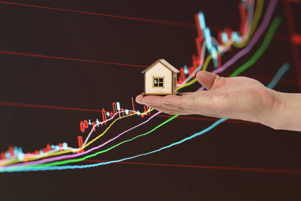 istock House and stock market chart data statistics, stock appreciation 1063255426