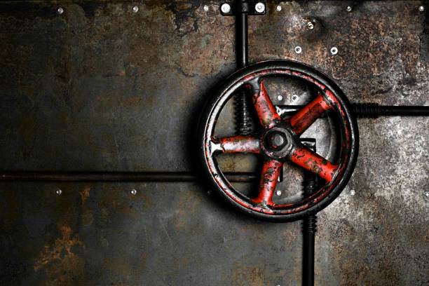istock The red valve on the door. 1063259680