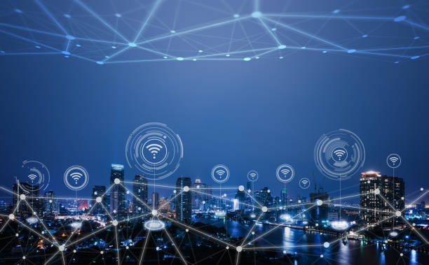 istock Cityscape with connecting dot technology of smart city conceptual 1063261636