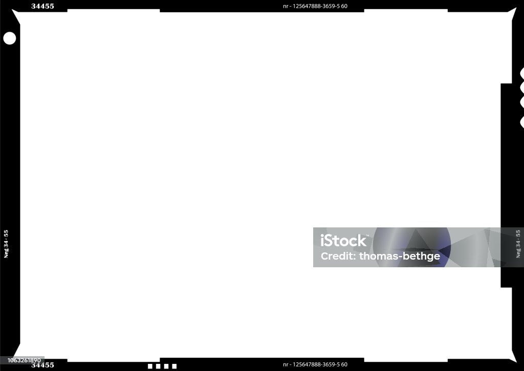 Blank large format empty film negative or picture frame,free pics space, isolated on white Border - Frame stock vector