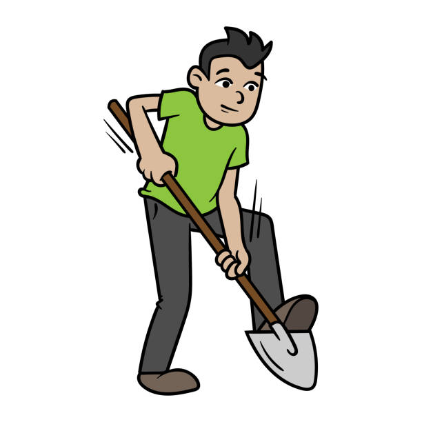 Cartoon Man Digging Stock Illustration - Download Image Now - Digging,  Hole, Adult - iStock