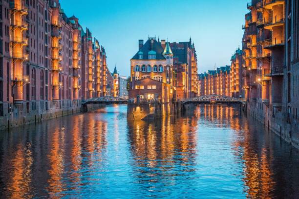 istock Hamburg Speicherstadt at twilight, Germany 1063266320