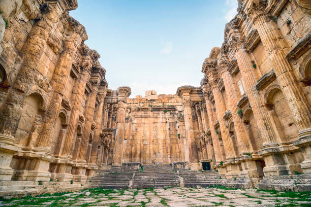 Bacchus temple in Baalbek The Temple of Bacchus at Baalbek, a World Heritage site, is one of the best preserved and grandest Roman temple ruins in the world. lebanon beirut stock pictures, royalty-free photos & images