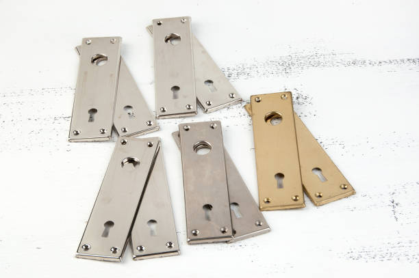 istock Vintage metal key and handle holes cover 1063270480