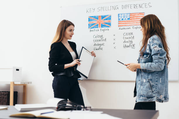 istock English language school. Lesson, teacher and student talking. 1063272236