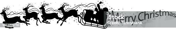 Santas Sleigh Message Card Stock Illustration - Download Image Now - 2019, Animal Sleigh, Arts Culture and Entertainment